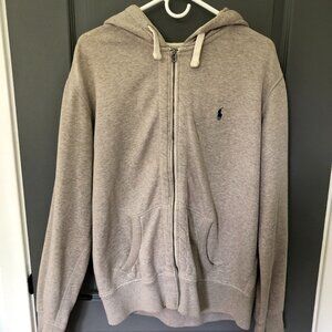 ►POLO RALPH LAUREN BEIGE ZIP HOODED ZIP HOODIE SWEATSHIRT JACKET